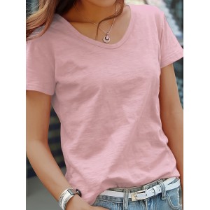 Summer Chic Women’s T-Shirt – 100% Cotton Comfort V-neck, Non-sheer, Easy Care, Casual Style – PRYCUS MITCHELL INC