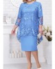 Plus Size Curve Wedding Guest Dress Lace A Line Dress Floral Round Neck Lace 3/4 Length Sleeve Spring Summer Casual Mother??s Day Knee Length Dress Daily Holiday Dress – PRYCUS MITCHELL INC