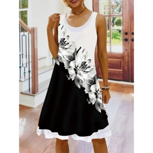 Casual Dress Shift Dress Floral Dress Mini Dress White Pink Red Sleeveless Floral Fake two piece Summer Spring Crew Neck Basic Vacation 2023 S M L XL XXL 3XL 4XL 5XL – PRYCUS MITCHELL INC