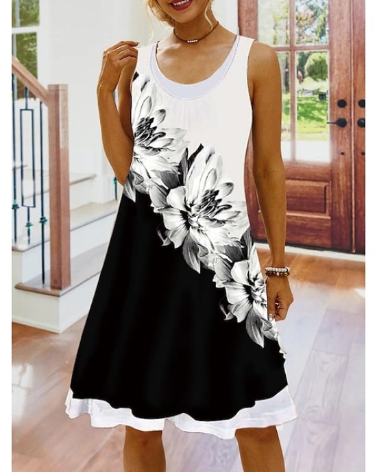 Casual Dress Shift Dress Floral Dress Mini Dress White Pink Red Sleeveless Floral Fake two piece Summer Spring Crew Neck Basic Vacation 2023 S M L XL XXL 3XL 4XL 5XL – PRYCUS MITCHELL INC