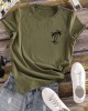 Coconut Tree Print Crew Neck T-shirt, Casual Loose Short Sleeve Fashion Summer T-Shirts Tops, Women’s Clothing – PRYCUS MITCHELL INC