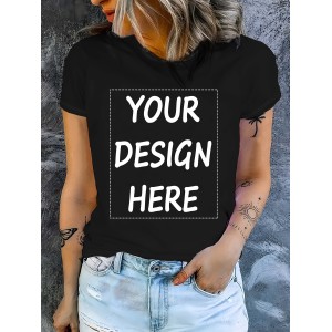 Customized Picture Print T-shirt, Casual Short Sleeve Crew Neck T-shirt For Spring & Summer, Women’s Clothing – PRYCUS MITCHELL INC