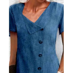 Denim Dress Casual Dress Mini Dress Denim Basic Modern Outdoor Daily V Neck Button Short Sleeve Summer Spring 2023 Loose Fit Blue Plain S M L XL 2XL – PRYCUS MITCHELL INC