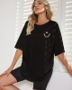 Oversized Smiling Face Print Crew Neck T-Shirt, Casual Drop Shoulder Top For Spring & Summer, Women’s Clothing – PRYCUS MITCHELL INC