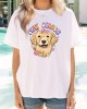 Golden Retriever Print Round Neck T-Shirt, Sports Trendy Short Sleeve T-Shirt, Women’s Clothing – PRYCUS MITCHELL INC