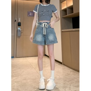 Women’s Elastic High Waist Denim Shorts, Casual Style, Versatile Wide-Leg Denim Shorts For Leisure – PRYCUS MITCHELL INC