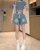 Women’s Elastic High Waist Denim Shorts, Casual Style, Versatile Wide-Leg Denim Shorts For Leisure – PRYCUS MITCHELL INC