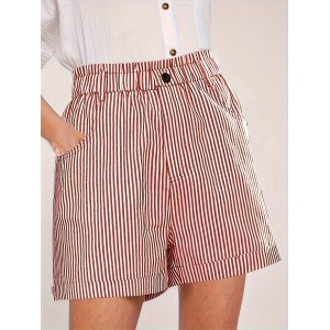 Plus Size Striped Print Pockets Shorts, Casual Buttons Shorts For Spring & Summer, Women’s Plus SizeClothing – PRYCUS MITCHELL INC