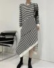 Splice temperament stripe irregular slim autumn dress – PRYCUS MITCHELL INC