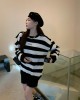 Round neck loose holes coat stripe lazy hoodie for women – PRYCUS MITCHELL INC