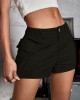 Spring & Summer Essential Women’s Shorts – Chic Button-Front with Flap Pockets, Relaxed Fit Elastic Waistband, Versatile Solid Cargo Style for Casual Wear – PRYCUS MITCHELL INC