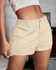 Spring & Summer Essential Women’s Shorts – Chic Button-Front with Flap Pockets, Relaxed Fit Elastic Waistband, Versatile Solid Cargo Style for Casual Wear – PRYCUS MITCHELL INC