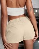 Spring & Summer Essential Women’s Shorts – Chic Button-Front with Flap Pockets, Relaxed Fit Elastic Waistband, Versatile Solid Cargo Style for Casual Wear – PRYCUS MITCHELL INC