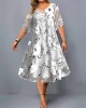 Plus Size Casual Dress Dress Set Chiffon Dress Floral Midi Dress Half Sleeve Print Crew Neck Fashion Daily Gray Summer Spring L XL XXL 3XL 4XL – PRYCUS MITCHELL INC