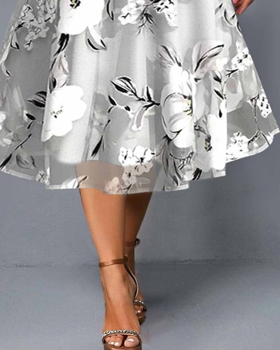 Plus Size Casual Dress Dress Set Chiffon Dress Floral Midi Dress Half Sleeve Print Crew Neck Fashion Daily Gray Summer Spring L XL XXL 3XL 4XL – PRYCUS MITCHELL INC