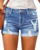 Women’s High Waisted Rolled Hem Distressed Jeans Ripped Denim Shorts – PRYCUS MITCHELL INC