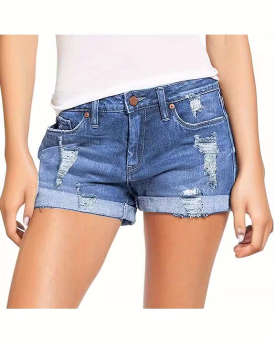 Women’s High Waisted Rolled Hem Distressed Jeans Ripped Denim Shorts – PRYCUS MITCHELL INC