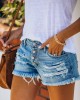 Women Summer Mid Rise Ripped Stretchy Jeans Shorts Frayed Raw Hem Casual  Straight-Breasted Denim Shorts – PRYCUS MITCHELL INC