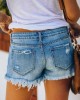 Women Summer Mid Rise Ripped Stretchy Jeans Shorts Frayed Raw Hem Casual  Straight-Breasted Denim Shorts – PRYCUS MITCHELL INC