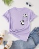 Panda Print Crew Neck T-Shirt, Casual Short Sleeve T-Shirt For Spring & Summer, Women’s Clothing – PRYCUS MITCHELL INC