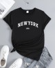 New York & USA Letter Graphic Casual Sports T-shirt, Fashion Short Sleeves Running Workout Tops, Women’s Activewear – PRYCUS MITCHELL INC