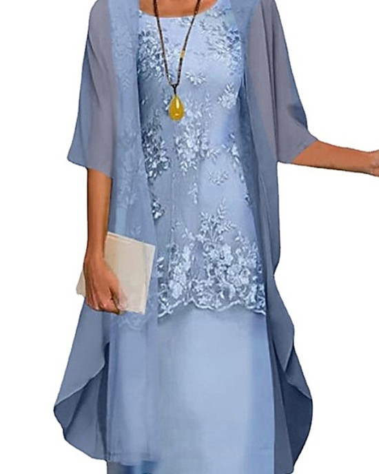 Dress Set Lace Dress Midi Dress Light Blue Green Gray Half Sleeve Floral Embroidered Layered Patchwork Summer Spring Fall Crew Neck Elegant Chinoiserie 2023 M L XL XXL XXXL 4XL 5XL – PRYCUS MITCHELL INC