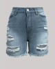 Ripped Raw Hem Denim Shorts, Distressed Washed Blue Denim Shorts, Women’s Denim Jeans & Clothing – PRYCUS MITCHELL INC