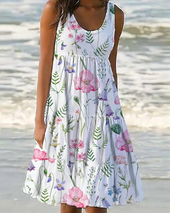 Casual Dress Shift Dress Sundress Midi Dress White Sleeveless Floral Pocket Spring Summer U Neck Vacation 2023 S M L XL XXL 3XL – PRYCUS MITCHELL INC