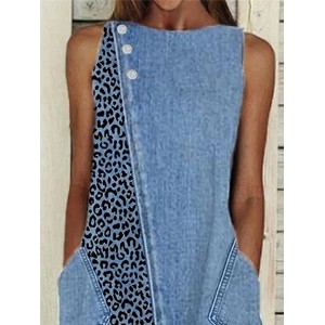 Denim Dress Casual Dress Midi Dress Denim Fashion Modern Outdoor Daily Vacation Crew Neck Button Pocket Sleeveless Summer Spring 2023 Regular Fit Blue Leopard S M L XL 2XL – PRYCUS MITCHELL INC