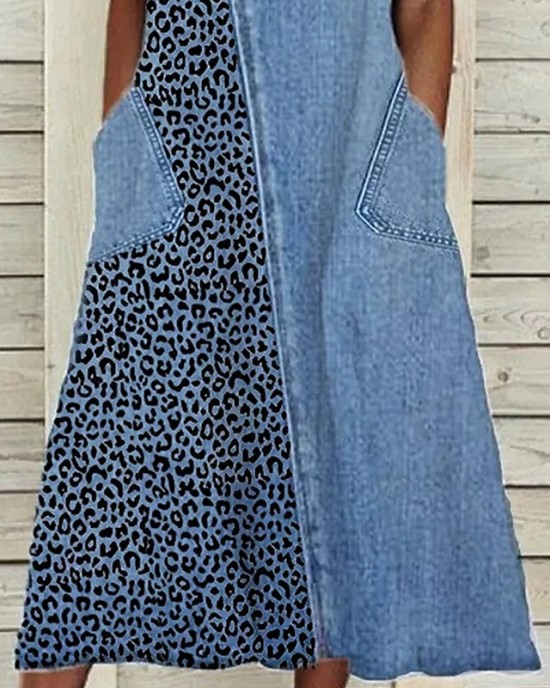 Denim Dress Casual Dress Midi Dress Denim Fashion Modern Outdoor Daily Vacation Crew Neck Button Pocket Sleeveless Summer Spring 2023 Regular Fit Blue Leopard S M L XL 2XL – PRYCUS MITCHELL INC