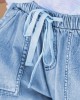 Women’s Plain Light Washed Blue Raw Hem Shorts Casual Trendy Short Pants Elastic Waist Drawstring Comfy Shorts – PRYCUS MITCHELL INC