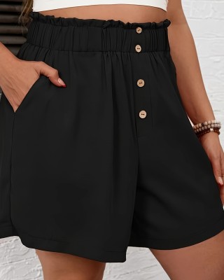 Plus Size Button Front Wide Leg Shorts, Casual Slant Pocket Elastic Waist Shorts, Women’s Plus Size Clothing – PRYCUS MITCHELL INC