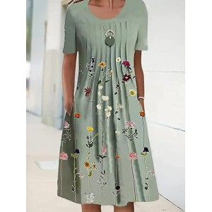 Casual Dress T Shirt Dress Tee Dress Shift Dress Midi Dress Blue Green Short Sleeve Floral Ruched Summer Spring Crew Neck Basic Daily Weekend 2023 S M L XL XXL 3XL – PRYCUS MITCHELL INC