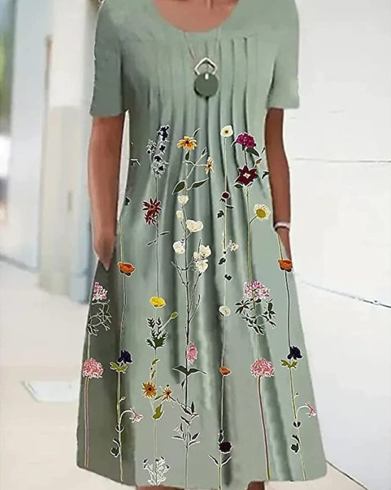 Casual Dress T Shirt Dress Tee Dress Shift Dress Midi Dress Blue Green Short Sleeve Floral Ruched Summer Spring Crew Neck Basic Daily Weekend 2023 S M L XL XXL 3XL – PRYCUS MITCHELL INC