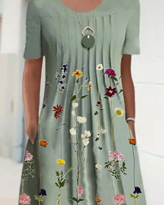 Casual Dress T Shirt Dress Tee Dress Shift Dress Midi Dress Blue Green Short Sleeve Floral Ruched Summer Spring Crew Neck Basic Daily Weekend 2023 S M L XL XXL 3XL – PRYCUS MITCHELL INC