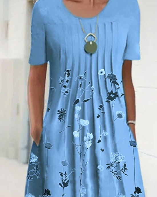 Casual Dress T Shirt Dress Tee Dress Shift Dress Midi Dress Blue Green Short Sleeve Floral Ruched Summer Spring Crew Neck Basic Daily Weekend 2023 S M L XL XXL 3XL – PRYCUS MITCHELL INC