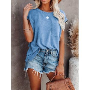 Crew Neck Solid T-Shirt, Casual Top For Summer & Spring, Women’s Clothing – PRYCUS MITCHELL INC