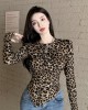 Leopard bottoming shirt chessboard T-shirt for women – PRYCUS MITCHELL INC