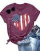 American Flag Print Crew Neck T-shirt, Short Sleeve Casual Top For Spring & Summer, Women’s Clothing – PRYCUS MITCHELL INC