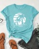 Coconut Tree Print Crew Neck T-shirt, Short Sleeve Casual Top For Spring & Summer, Women’s Clothing – PRYCUS MITCHELL INC