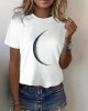 Women’s Moon Motif Tee – Soft Crew Neck, Short Sleeve Comfort – Stylish Springu002FSummer Casual Wear – PRYCUS MITCHELL INC