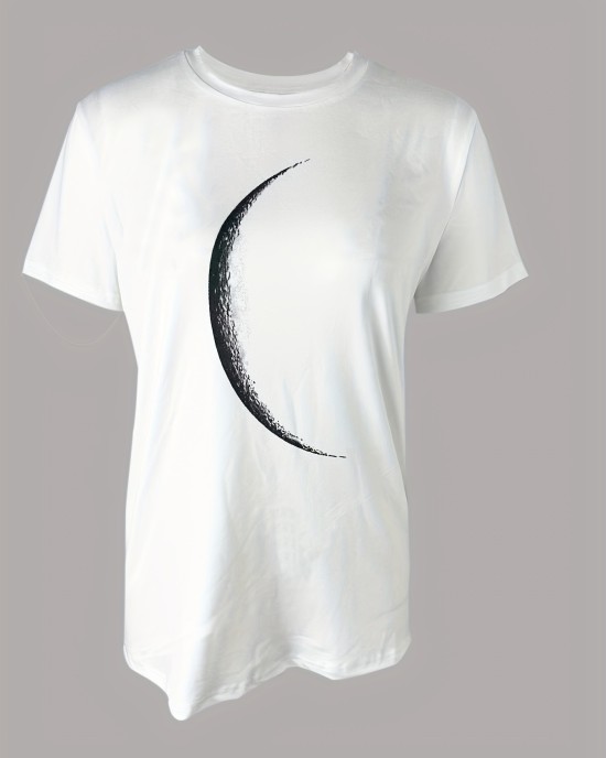 Women’s Moon Motif Tee – Soft Crew Neck, Short Sleeve Comfort – Stylish Springu002FSummer Casual Wear – PRYCUS MITCHELL INC