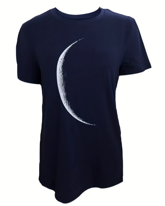 Women’s Moon Motif Tee – Soft Crew Neck, Short Sleeve Comfort – Stylish Springu002FSummer Casual Wear – PRYCUS MITCHELL INC