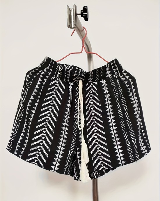 Geometric Print Tassel Drawstring Shorts, Casual Shorts For Spring & Summer, Women’s Clothing – PRYCUS MITCHELL INC