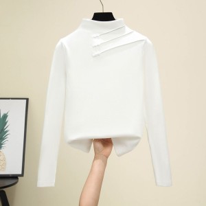 Plus velvet white long sleeve bottoming shirt for women – PRYCUS MITCHELL INC